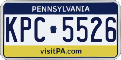PA license plate KPC5526