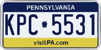 PA license plate KPC5531