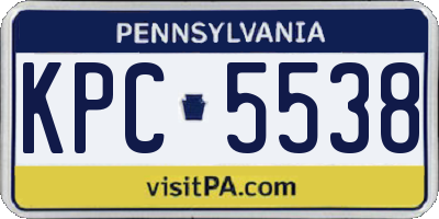 PA license plate KPC5538