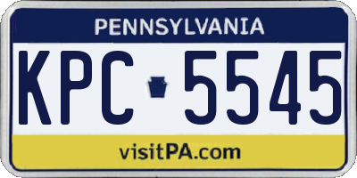 PA license plate KPC5545