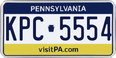 PA license plate KPC5554