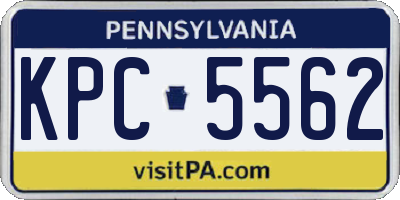 PA license plate KPC5562