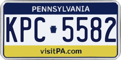 PA license plate KPC5582
