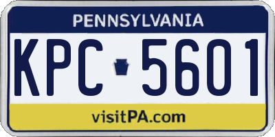 PA license plate KPC5601