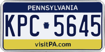 PA license plate KPC5645