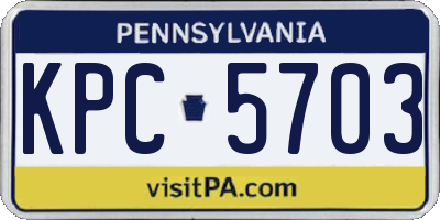 PA license plate KPC5703