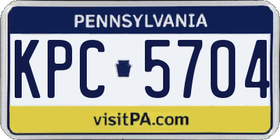PA license plate KPC5704