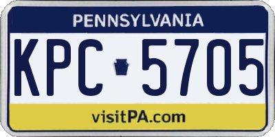 PA license plate KPC5705