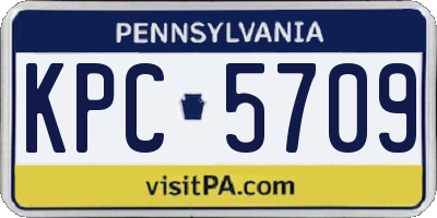 PA license plate KPC5709