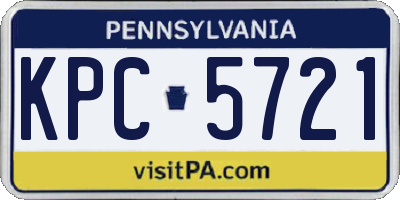 PA license plate KPC5721