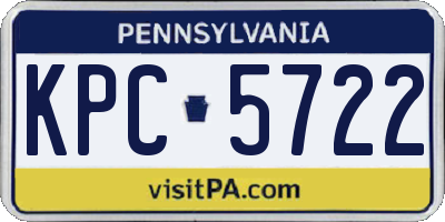 PA license plate KPC5722