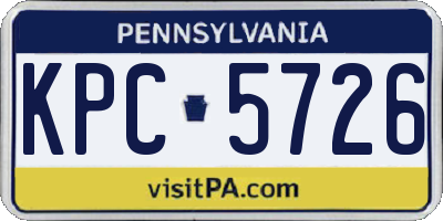 PA license plate KPC5726