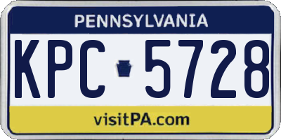 PA license plate KPC5728