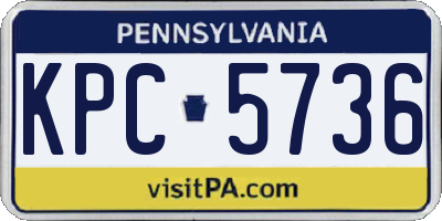PA license plate KPC5736