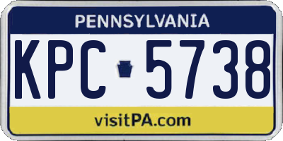 PA license plate KPC5738