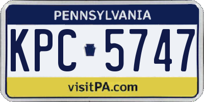 PA license plate KPC5747