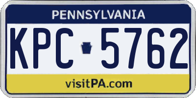 PA license plate KPC5762