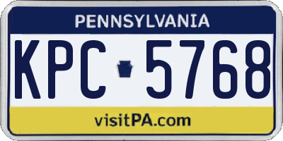 PA license plate KPC5768