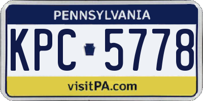 PA license plate KPC5778