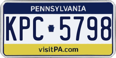 PA license plate KPC5798