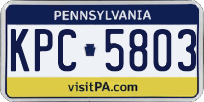 PA license plate KPC5803
