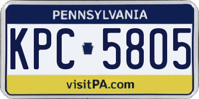 PA license plate KPC5805