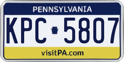 PA license plate KPC5807