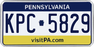 PA license plate KPC5829
