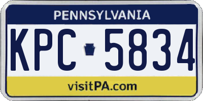 PA license plate KPC5834
