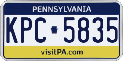 PA license plate KPC5835
