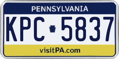 PA license plate KPC5837