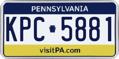 PA license plate KPC5881