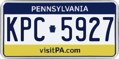 PA license plate KPC5927