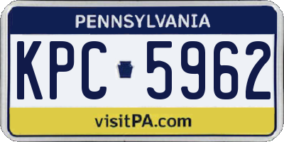 PA license plate KPC5962