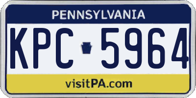 PA license plate KPC5964