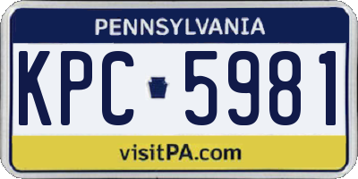PA license plate KPC5981