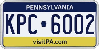 PA license plate KPC6002