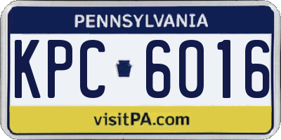 PA license plate KPC6016