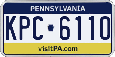 PA license plate KPC6110