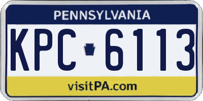 PA license plate KPC6113