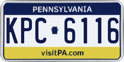PA license plate KPC6116