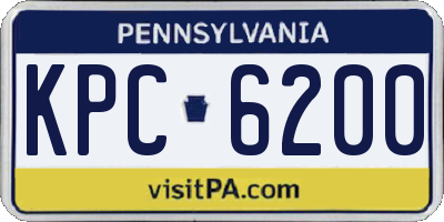PA license plate KPC6200