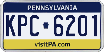 PA license plate KPC6201
