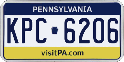 PA license plate KPC6206