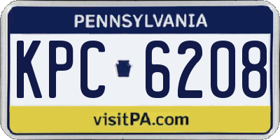 PA license plate KPC6208