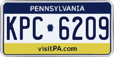 PA license plate KPC6209