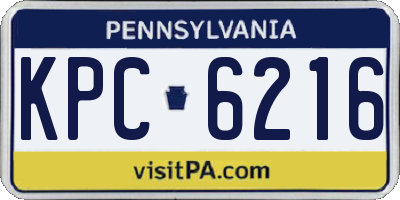 PA license plate KPC6216