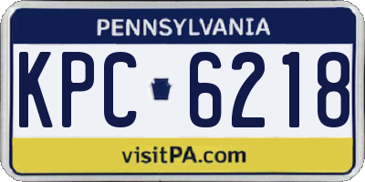 PA license plate KPC6218