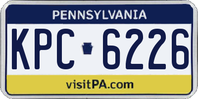 PA license plate KPC6226