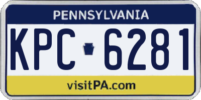 PA license plate KPC6281